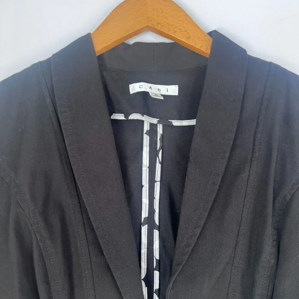 Cabi Black Lightweight Cotton Moto Military Style Layering Blazer Size 8‎